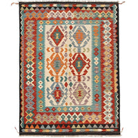 Handmade Vegetable Kilim 4' 8 x 6' 2 (ft) - No. G26063