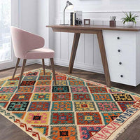 Handmade Vegetable Kilim 4' 7 x 6' 2 (ft) - No. R26248