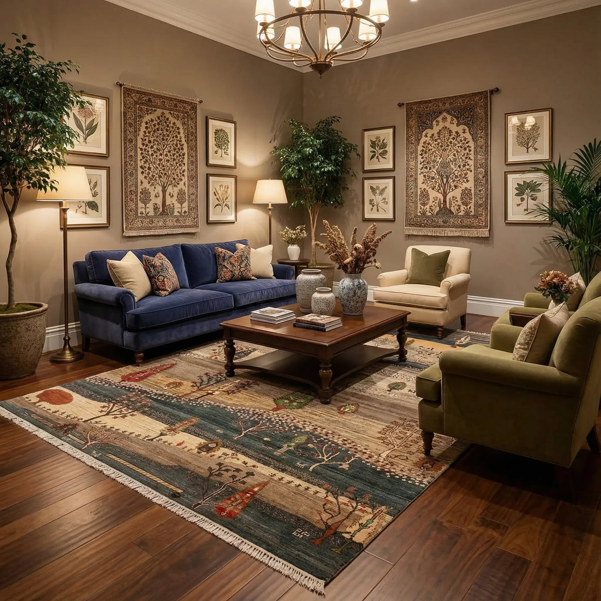 Artisan Tree of Life Wool Rug – Handcrafted Statement Carpet 169 × 238 cm