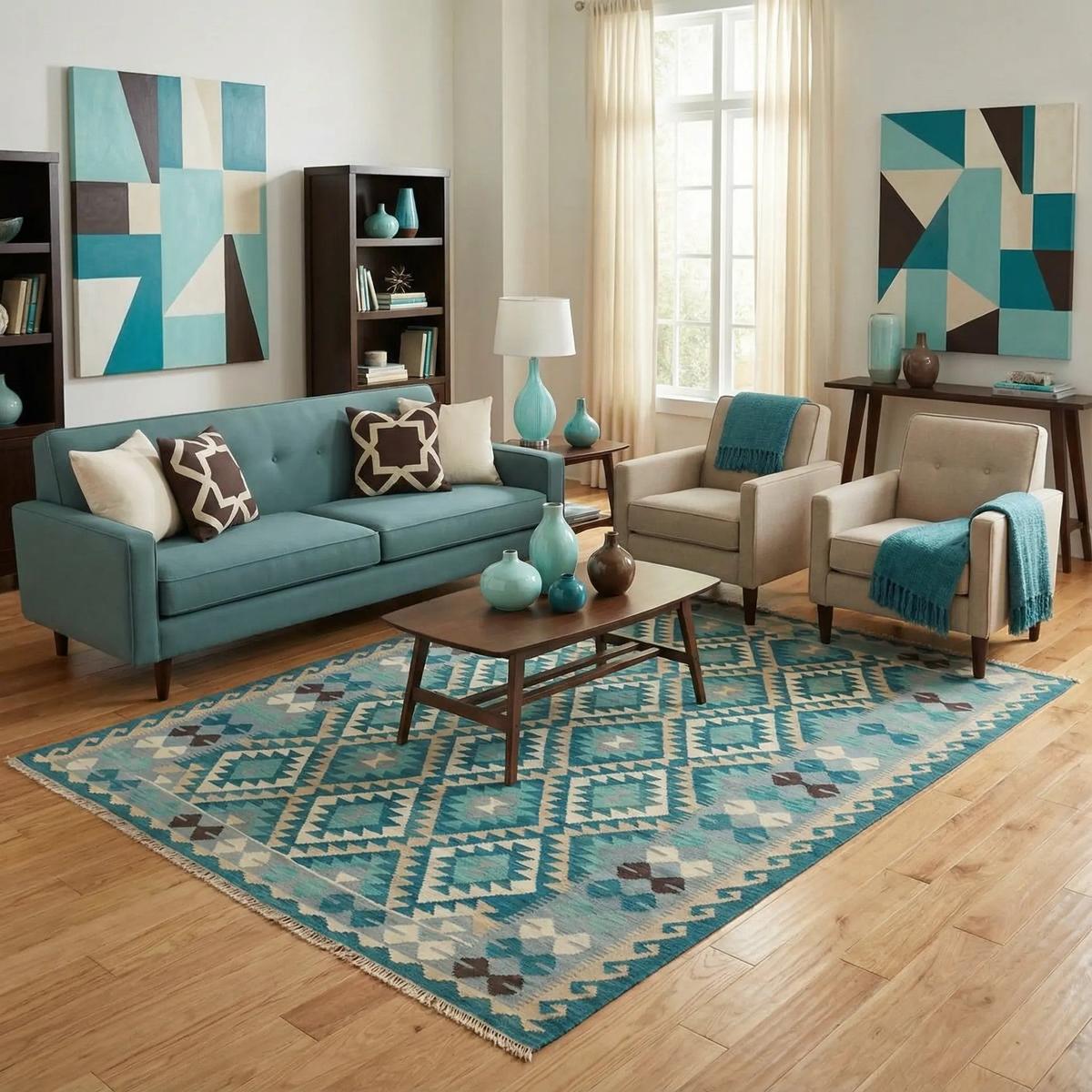 Handmade Wool Flat-Weave Kilim  178 x 239 cm  Multi-Colour Vegetable-Dyed Design