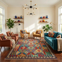 Handmade Turkish Wool Kilim Rug – 183 × 246 cm |  Flat-Weave