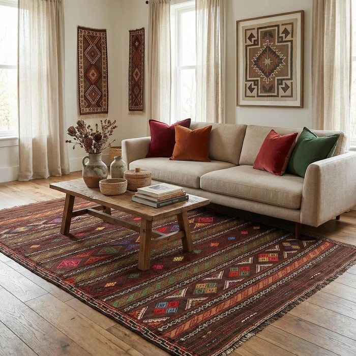 Handmade Oriental Laghari Kilim Rug – 156 × 233 cm | Wool Flatweave Dhurrie