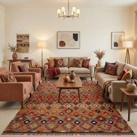 Handmade Turkish Wool Kilim Rug – 174 × 240 cm | Vegetable-Dyed Flat-Weave Design