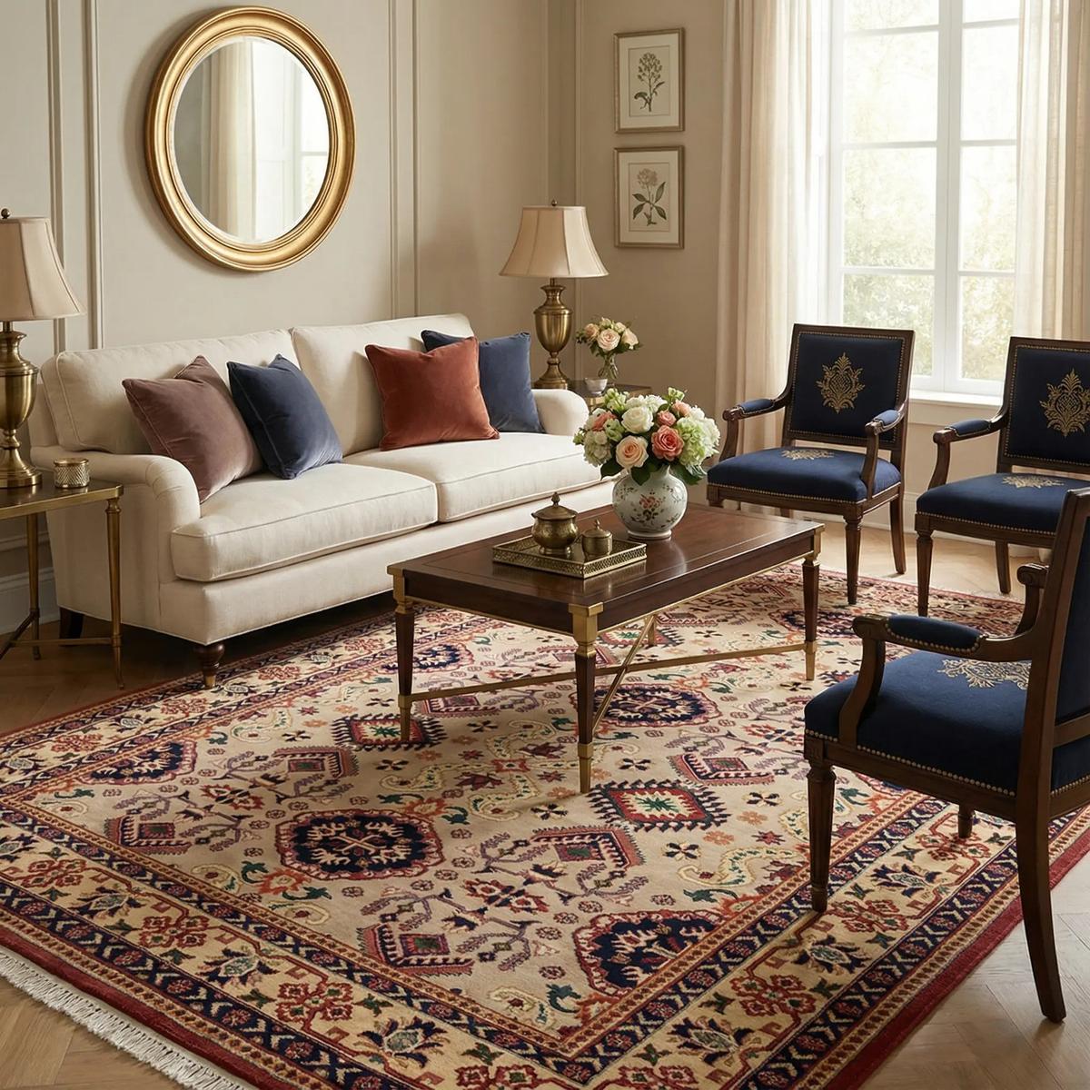 Handmade Khoja Roshnai Wool Area Rug 201 x 316 (cm) in (ID 9225)