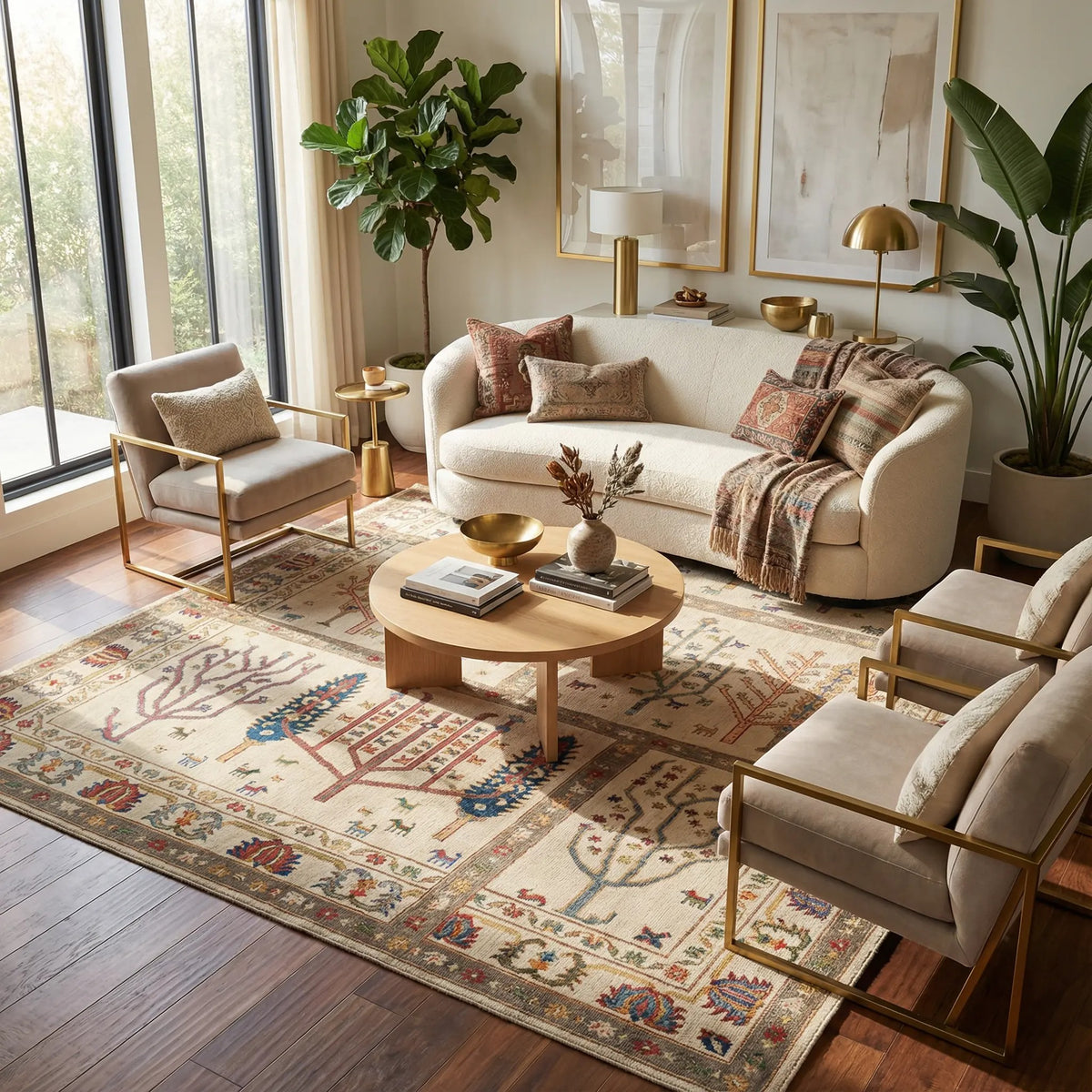 Luxury Tree of Life Qaleen Rug – Handwoven Wool Elegance 172 × 233 cm