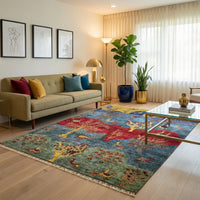 Exquisite Handmade Tree of Life Rug – Hand-Knotted Grey Wool 204 × 290 cm