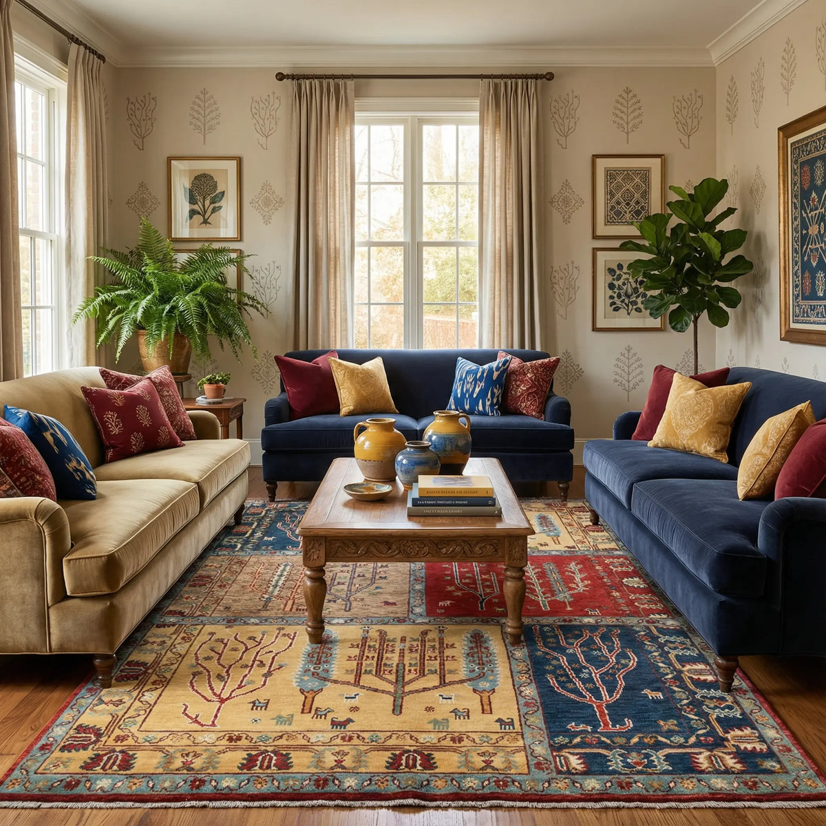 Luxury Handcrafted Tree of Life Qaleen – Vibrant Multi-Color 169 × 242 cm