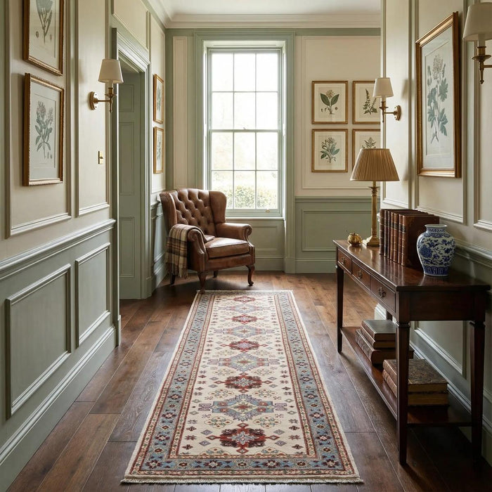 Beige Kazak Runner 82x291 cm (ID B33082) Handmade Wool Rug