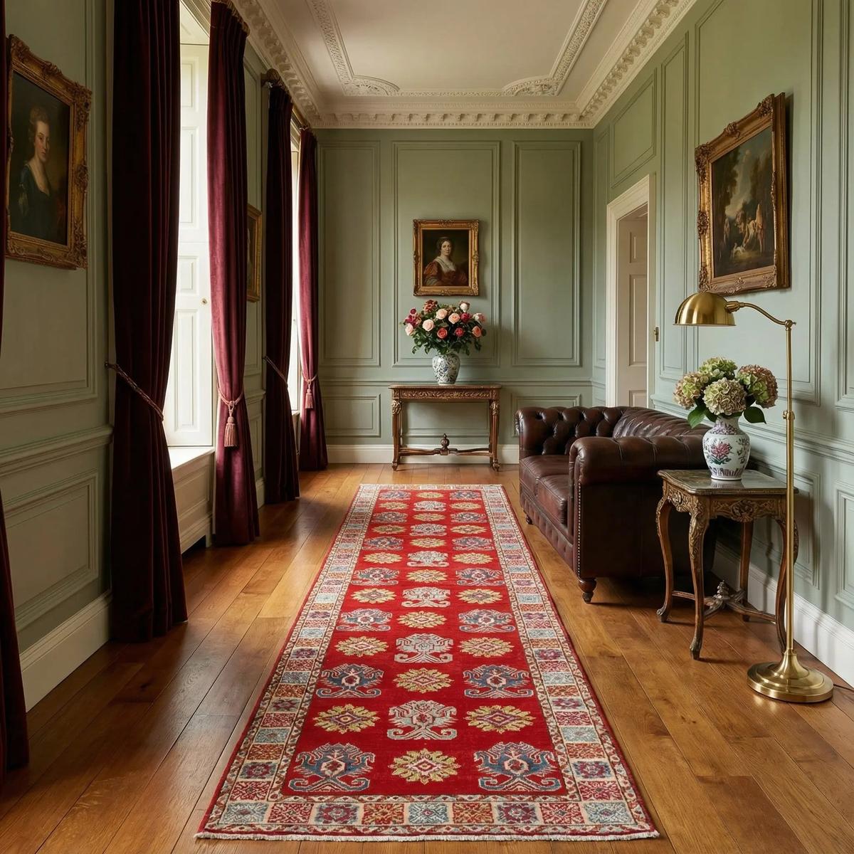 Handmade Red Kazak Runner Wool Area Rug Premium 81 x 281 (cm) (ID B33085)