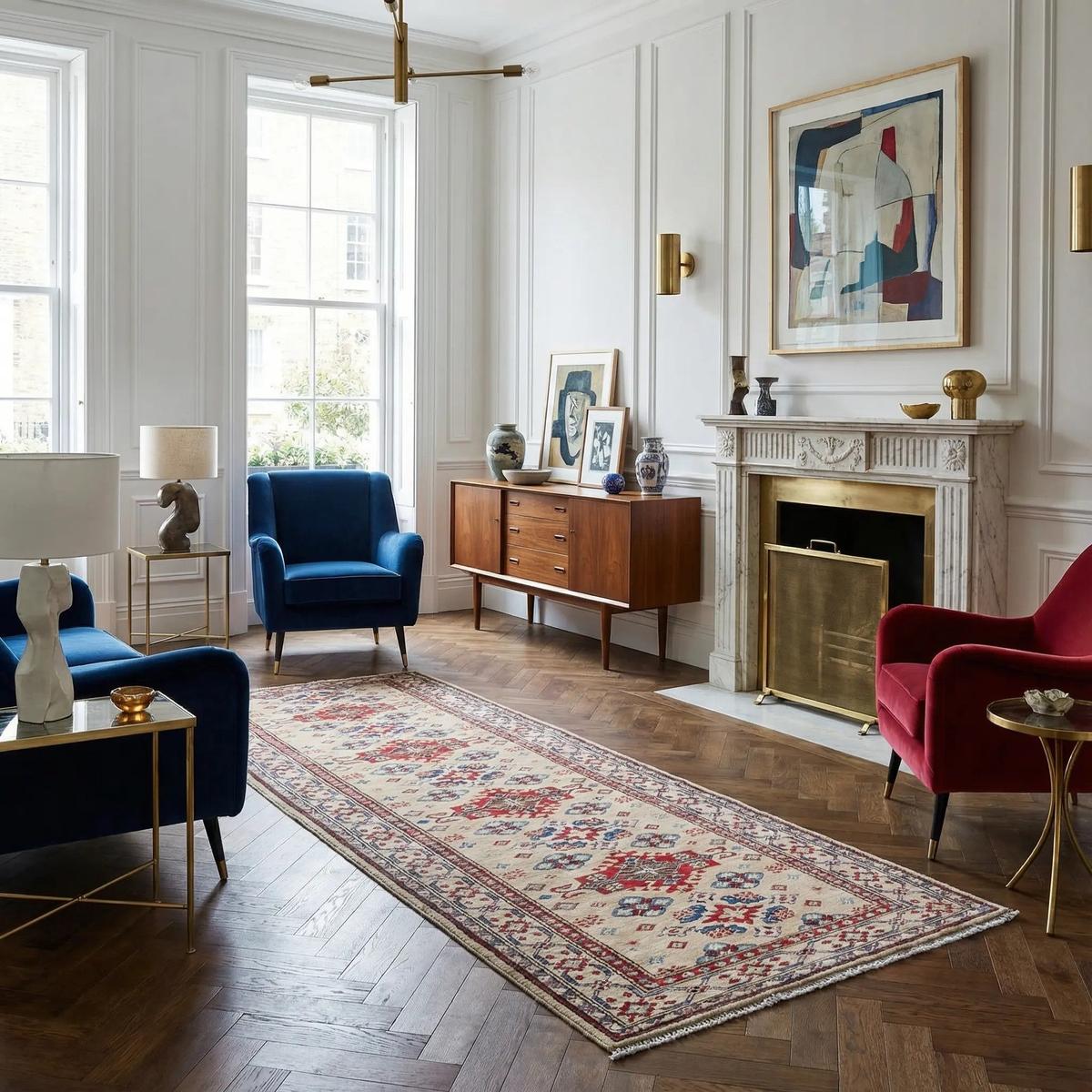 Handmade Wool Kazak Runner Area Rug Beige 83 x 293 (cm) (ID B33096) Premium