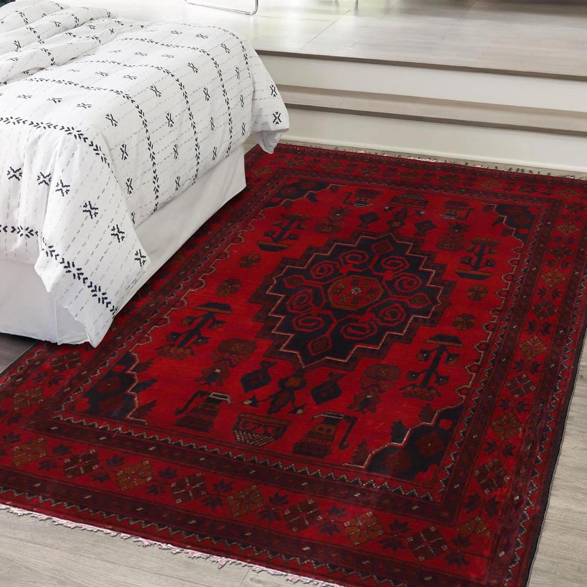 Handmade Wool Khal Mohammadi Area Rug Red 41x59in (ID W34111)