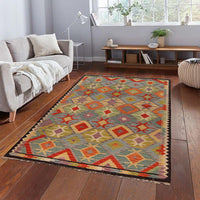 Handmade Vegetable Kilim 4' 11 x 6' 4 (ft) - No. W34753