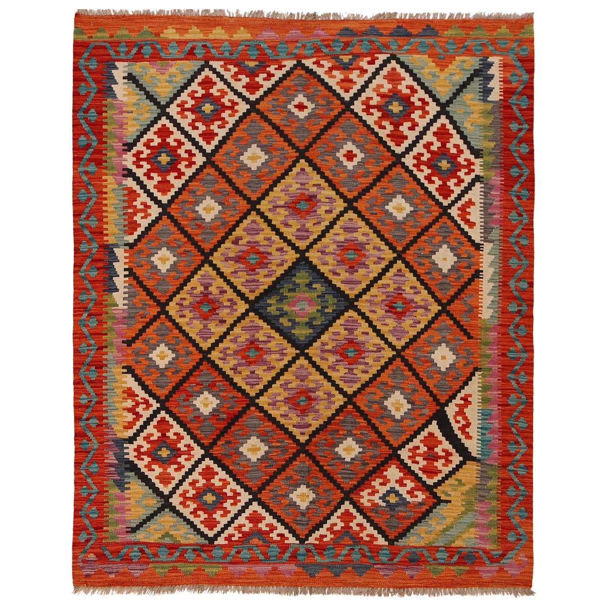 Handmade Vegetable Kelim 5' 0 x 6' 3 (ft) - No. W34755