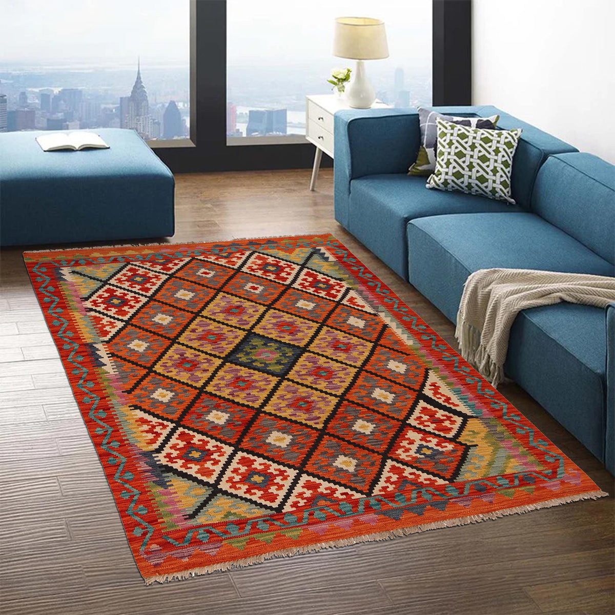 Handmade Vegetable Kelim 5' 0 x 6' 3 (ft) - No. W34755