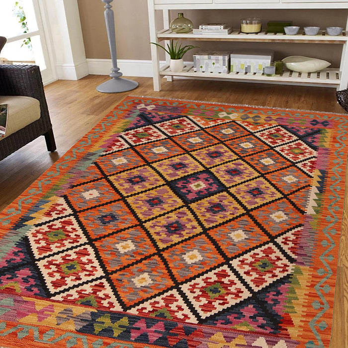 Handmade Vegetable Kilim 4' 11 x 6' 6 (ft) - No. W34757