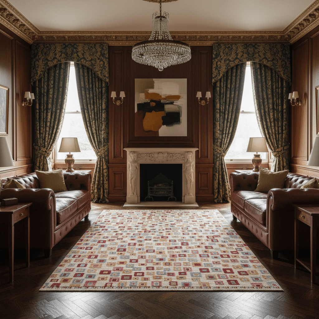 Mosaic Ember Grid Rug - Aladdinrugs