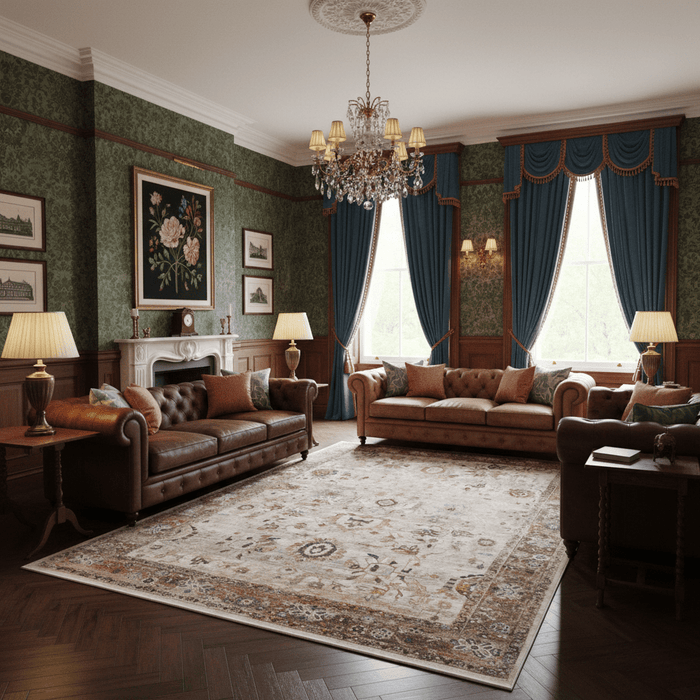 Antique Oushak Ivory Rug - Aladdinrugs