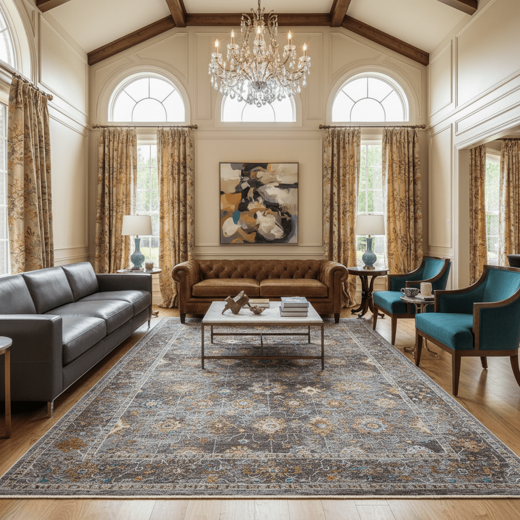 Chromatic Rosette Field Rug - Aladdinrugs