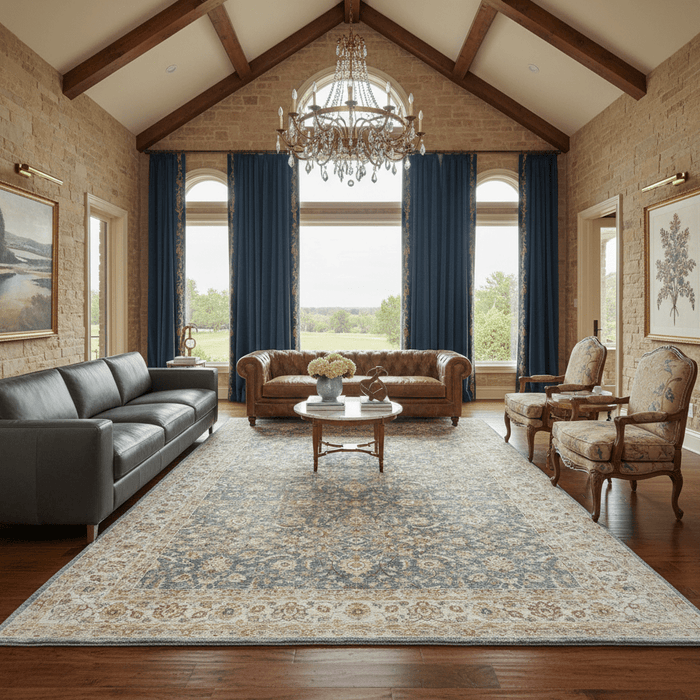 Serene Blue Arabesque Rug - Aladdinrugs