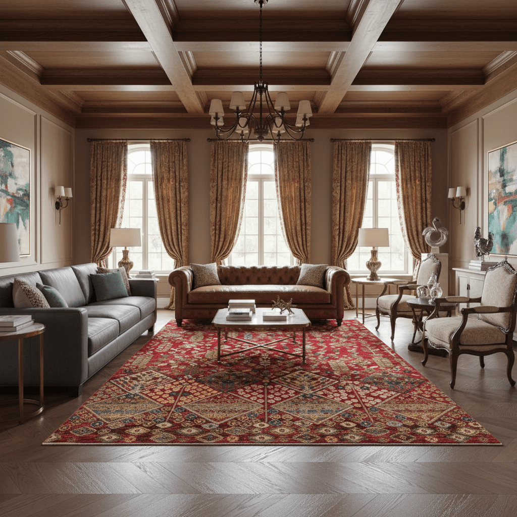 Red Canopy Motif Rug - Aladdinrugs