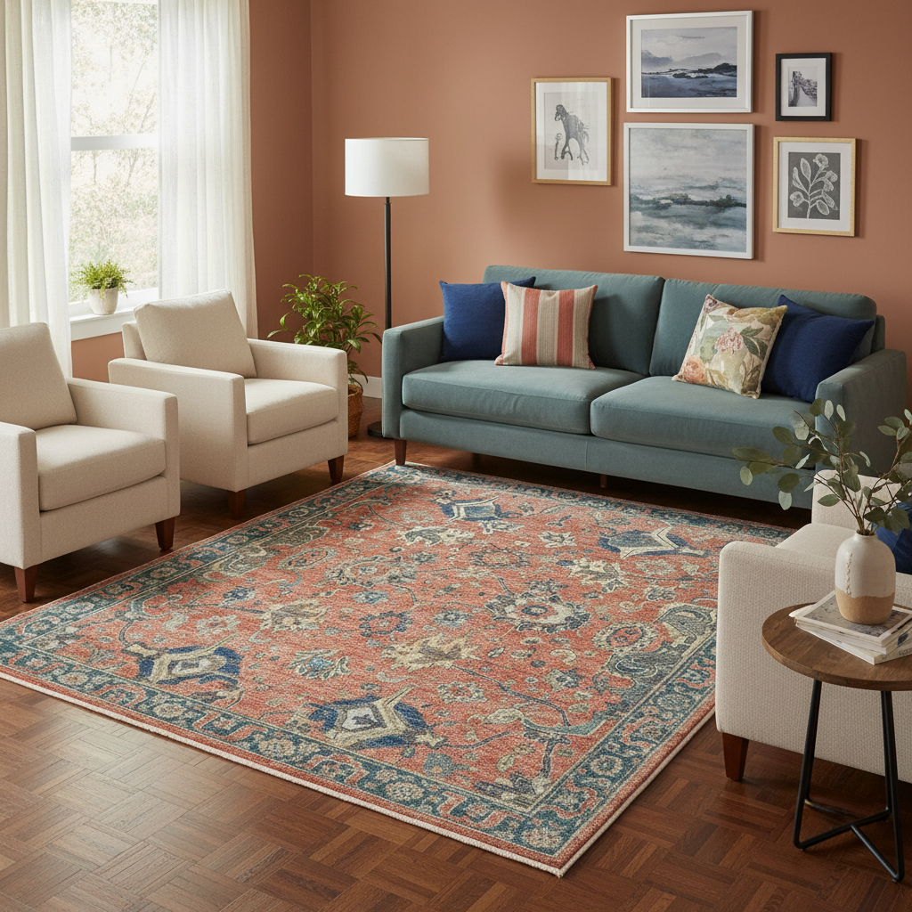 The Sunlit Floral Mosaic Rug 244 x 305 cm