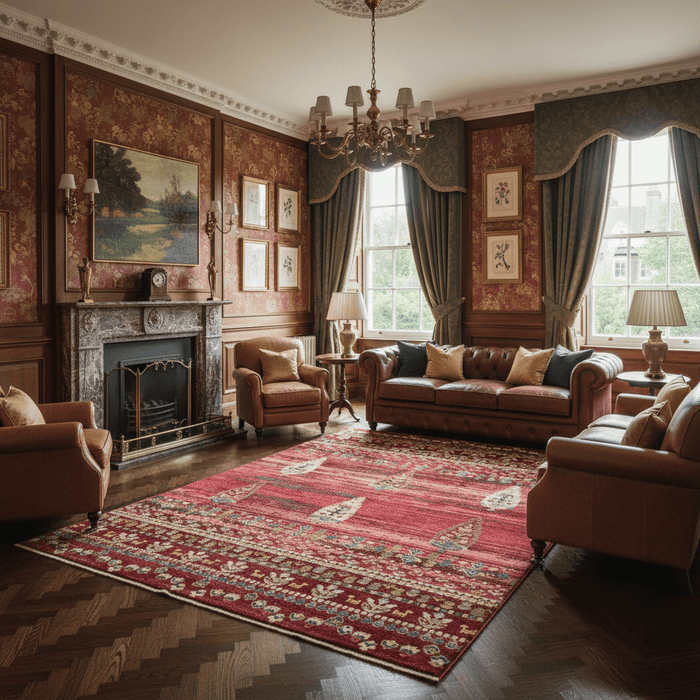 Crimson Grove Bands Rug - Aladdinrugs