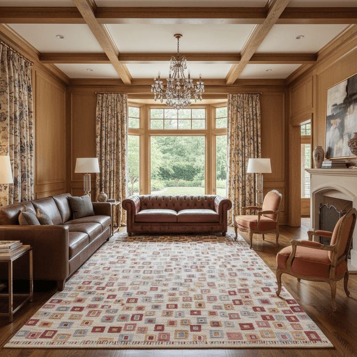 Mosaic Ember Grid Rug - Aladdinrugs