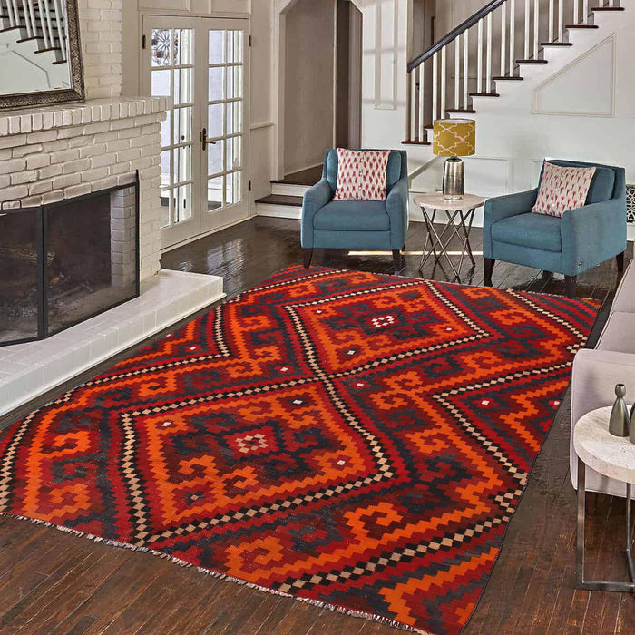 Handmade Multi-Color Kilim 7' 2" x 9' 11" (ft) - No. Y15776