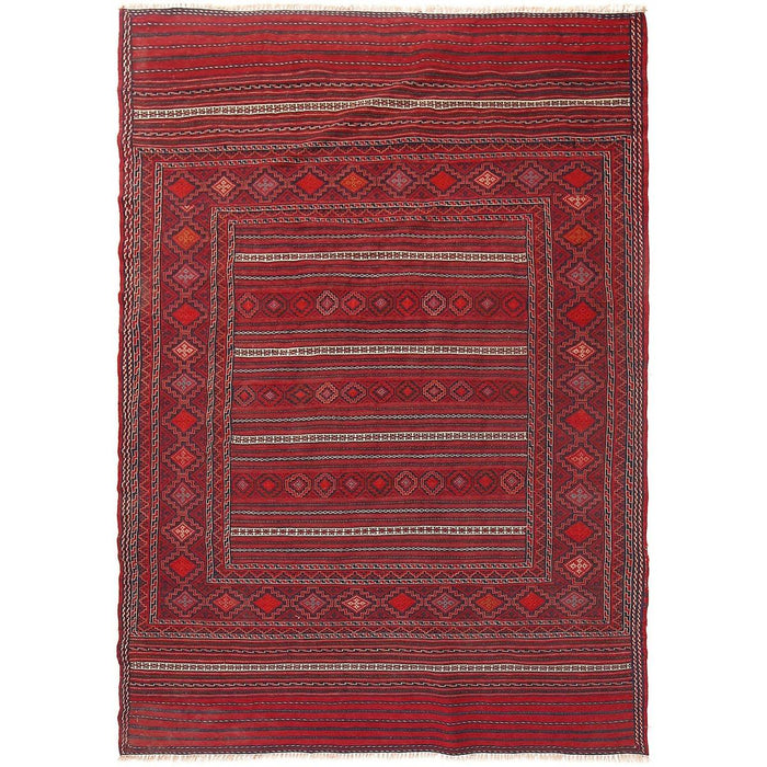 Handmade Flatweave Dhurrie 4' 8" x 6' 8" (ft) - No. Y16071