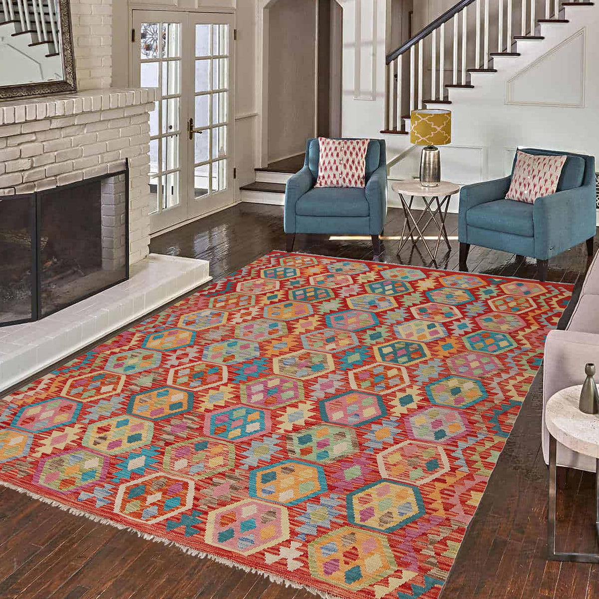 Handmade Vegetable Kilim 5' 10" x 7' 9" (ft) - No. Y31067