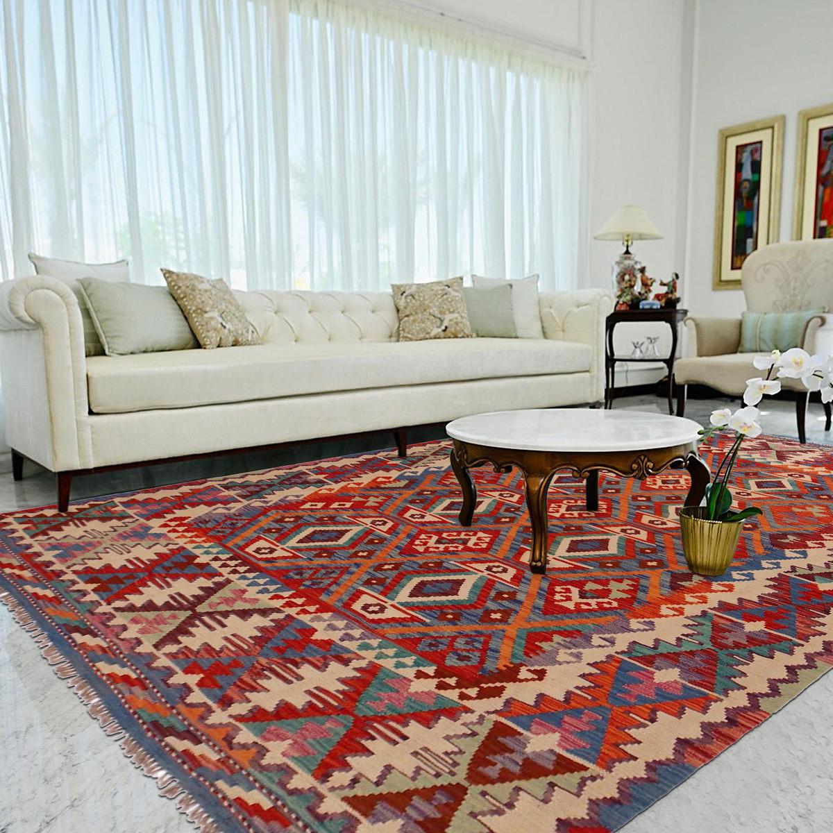 Handmade Vegetable Kilim 6' 5" x 8' 7" (ft) - No. Y35600