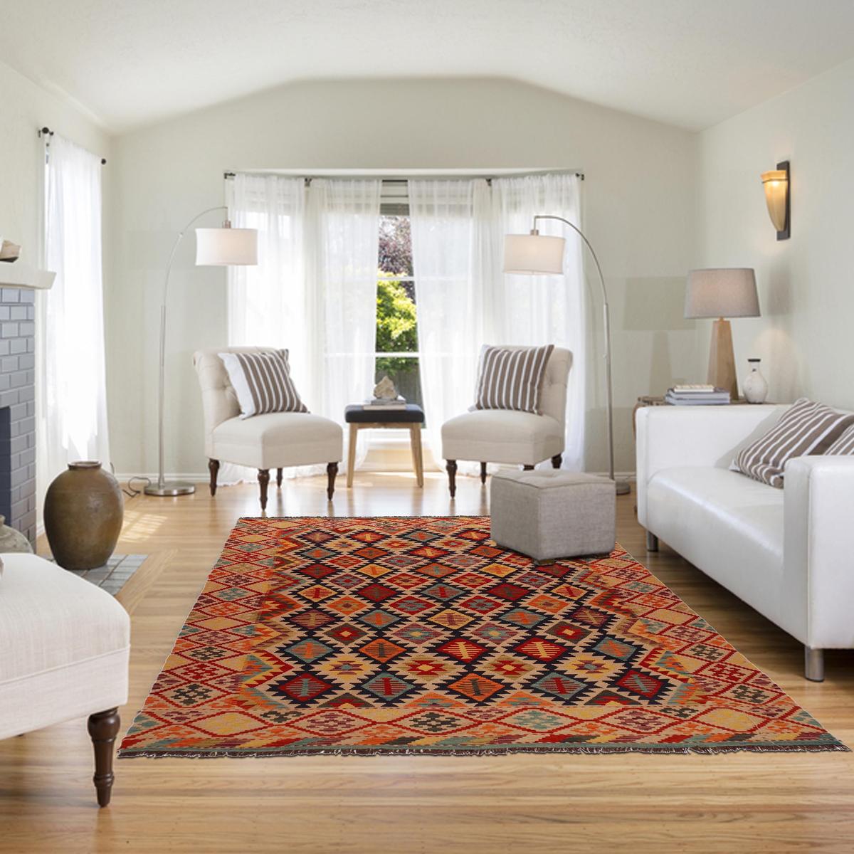 Handmade Vegetable Kilim 6' 9" x 10' 0" (ft) - No. Y35645