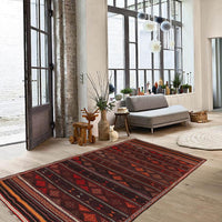 Handmade Flatweave Dhurrie 4' 7" x 7' 10" (ft) - No. B20432