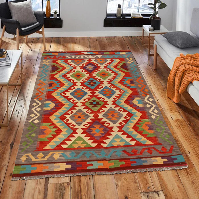 Handmade Vegetable Kelim 4' 11" x 6' 8" (ft) - No. B30591