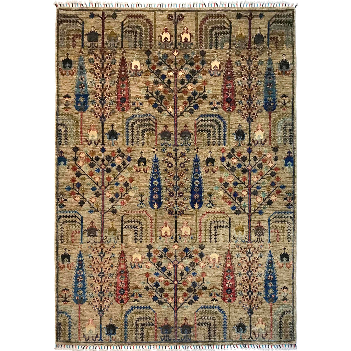 Handmade Tree of Life Rug 5' 8" x 7' 11" (ft) - No. B31294