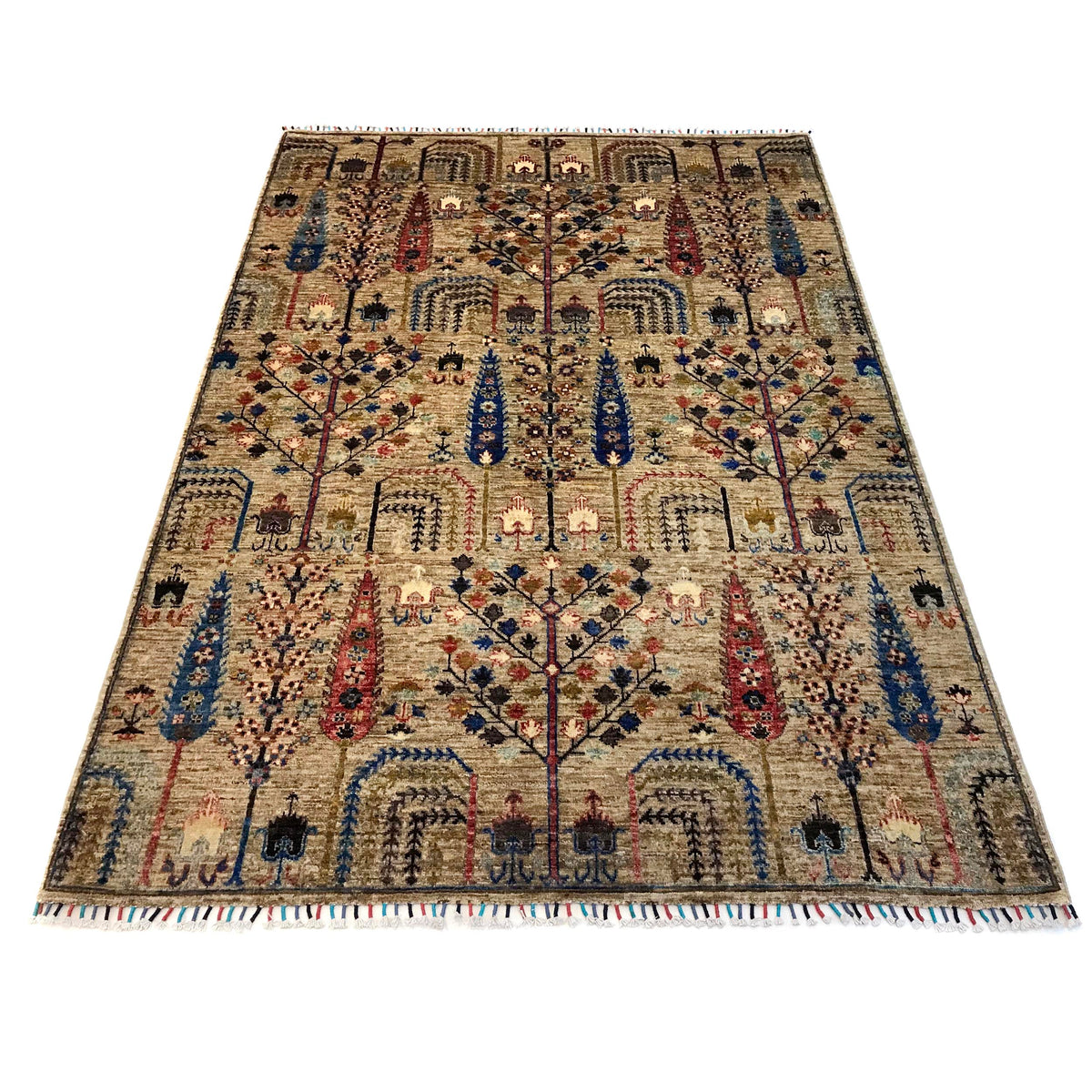 Handmade Tree of Life Rug 5' 8" x 7' 11" (ft) - No. B31294