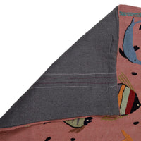 Pink Color Embroidery Flatweave Kilim 6' 2" x 7' 11" (ft) - No. B32077