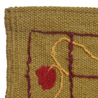 Green Color Embroidery Flatweave Kilim 4' 11" x 6' 8" (ft) - No. B32081