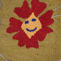 Green Color Embroidery Flatweave Kilim 4' 11" x 6' 8" (ft) - No. B32081