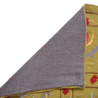 Green Color Embroidery Flatweave Kilim 4' 11" x 6' 8" (ft) - No. B32081