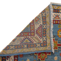 Handmade Blue Kazak Wool Runner Area Rug 83x207cm (ID B33077)