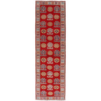 Handmade Red Kazak Runner Wool Area Rug Premium (ID B33085)