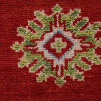 Handmade Red Kazak Runner Wool Area Rug Premium (ID B33085)