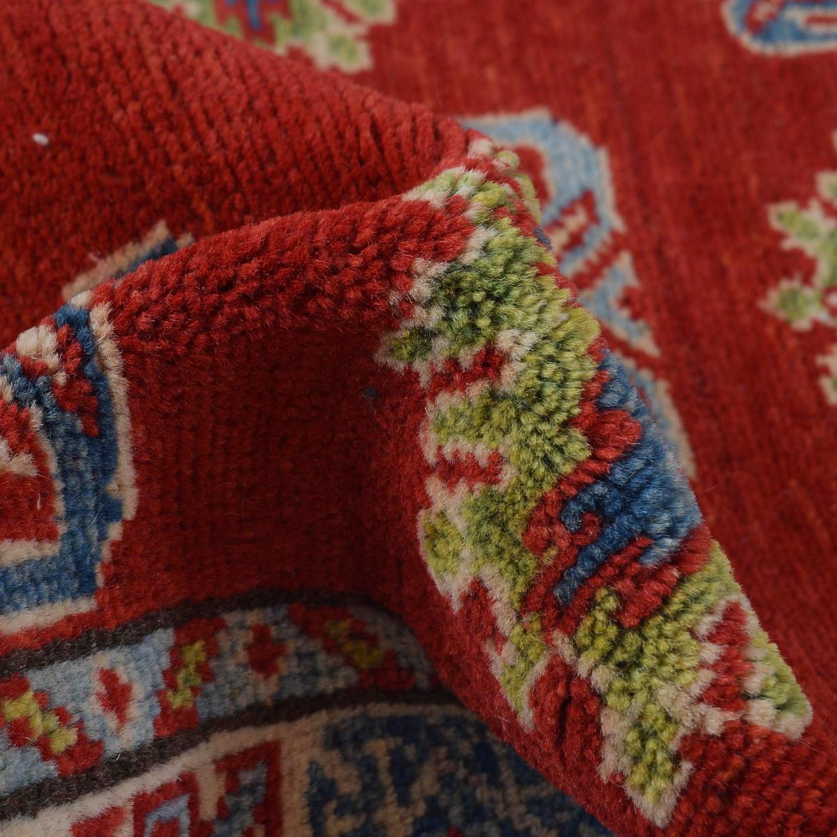 Handmade Red Kazak Runner Wool Area Rug Premium (ID B33085)