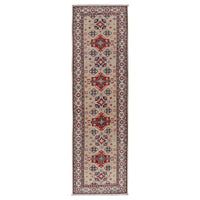 Handmade Wool Kazak Runner Area Rug Beige (ID B33096) Premium