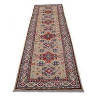 Handmade Wool Kazak Runner Area Rug Beige (ID B33096) Premium