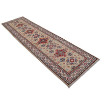 Handmade Wool Kazak Runner Area Rug Beige (ID B33096) Premium