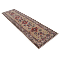 Handmade Wool Kazak Runner Area Rug Beige (ID B33096) Premium