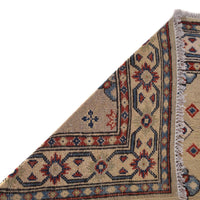 Handmade Wool Kazak Runner Area Rug Beige (ID B33096) Premium