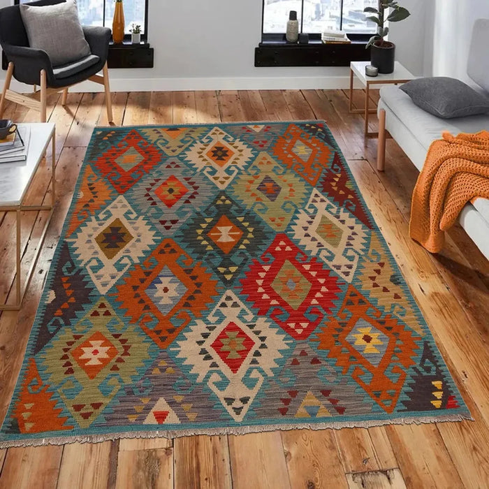 Handmade Natural Wool Kilim Rug 155 × 195 cm – No. B34718